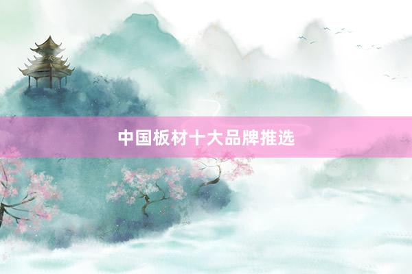 中国板材十大品牌推选