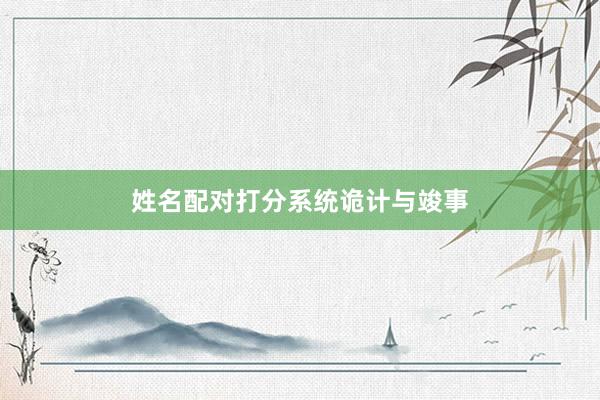 姓名配对打分系统诡计与竣事