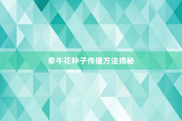牵牛花种子传播方法揭秘